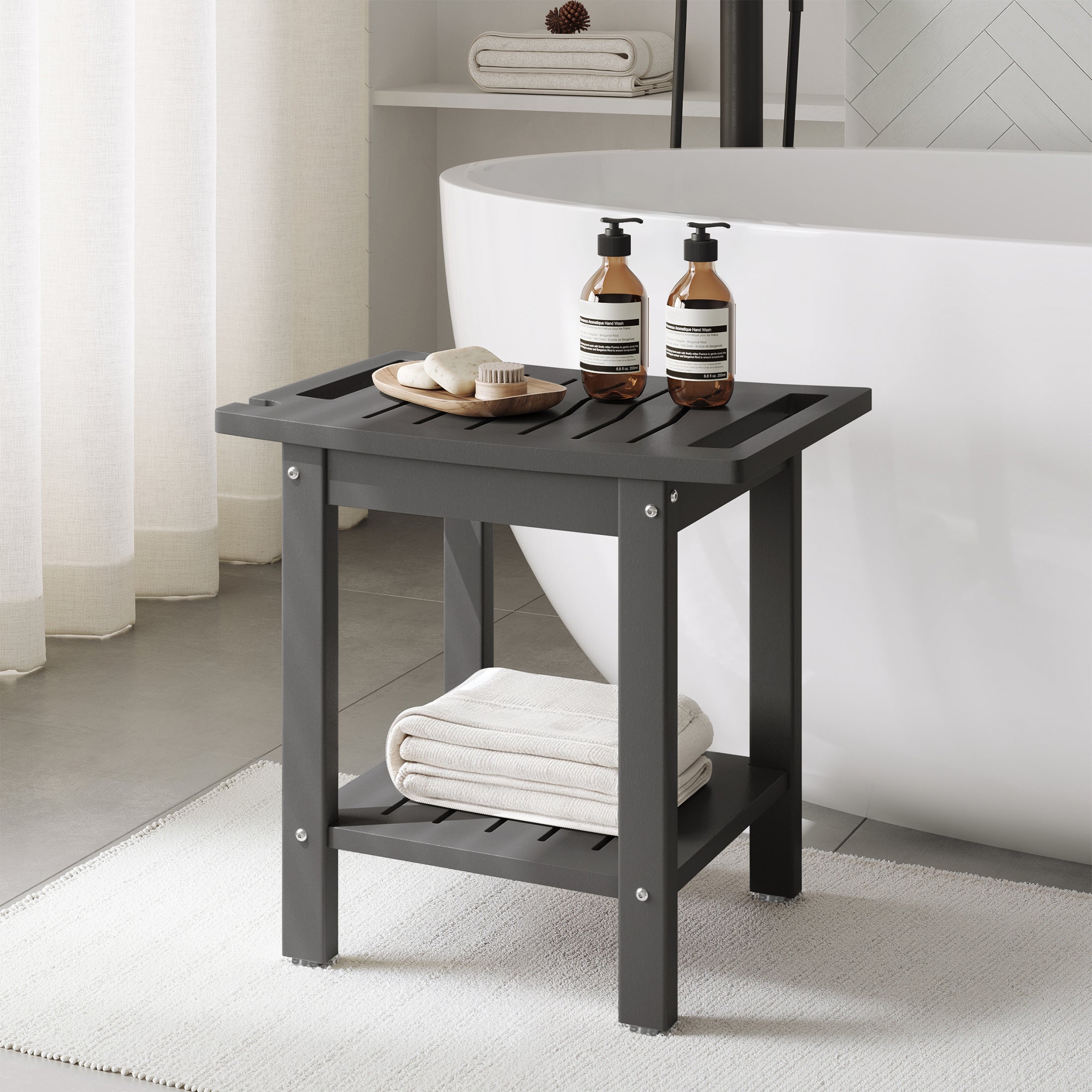 Sage HDPE Poly Plastic Waterproof Bathroom Shower Bench