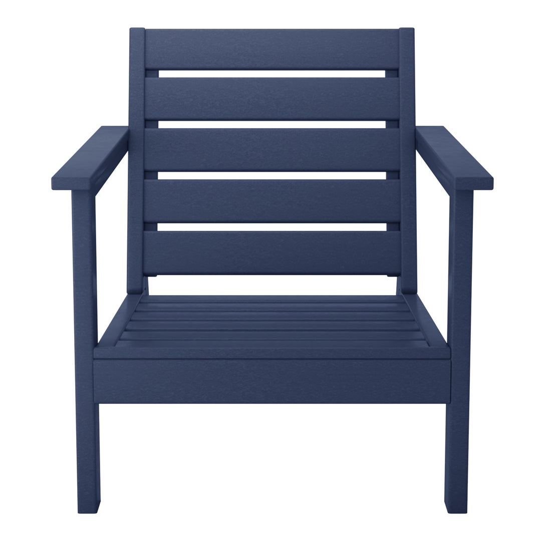 Avalon Outdoor Modern HDPE Patio Club Chair with Deep Seat Cushions