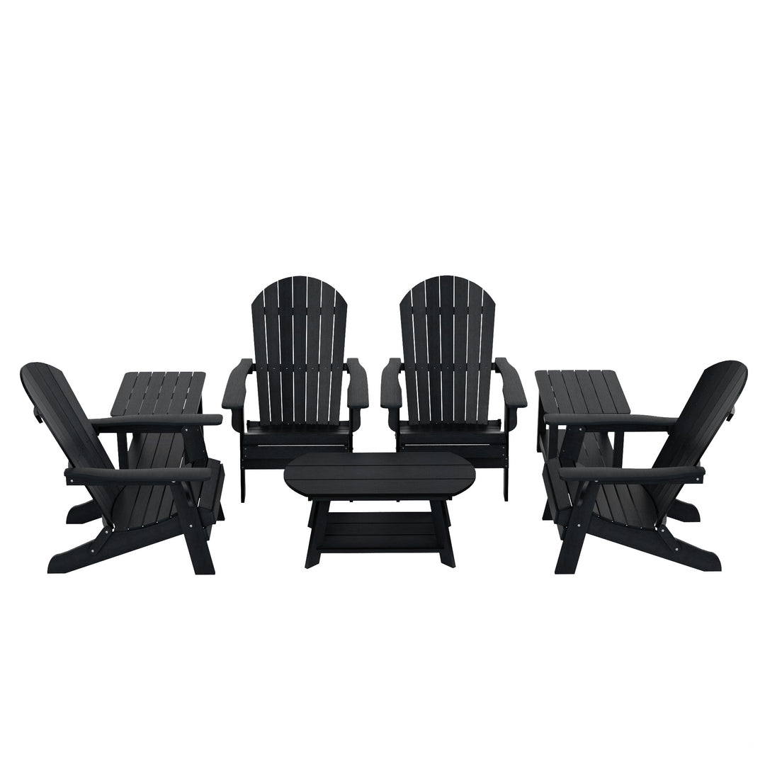 Tuscany HIPS 7-Piece Outdoor Folding Adirondack Chair With Coffee Table and Side Table Set