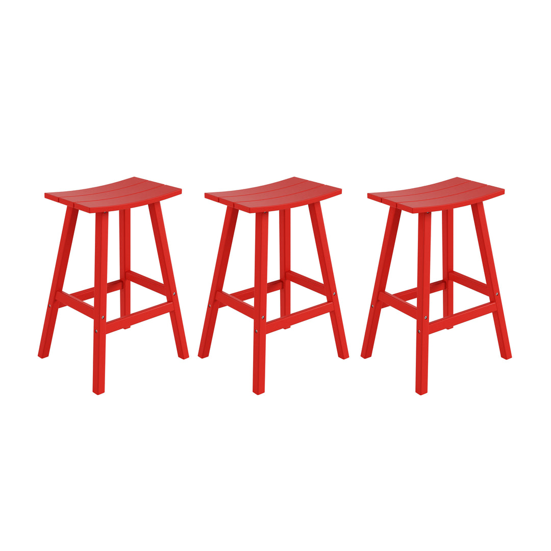 Malibu 29" HDPE Outdoor Patio Bar Height Bar Stools (Set of 3)
