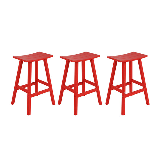Malibu 29" HDPE Outdoor Patio Bar Height Bar Stools (Set of 3)