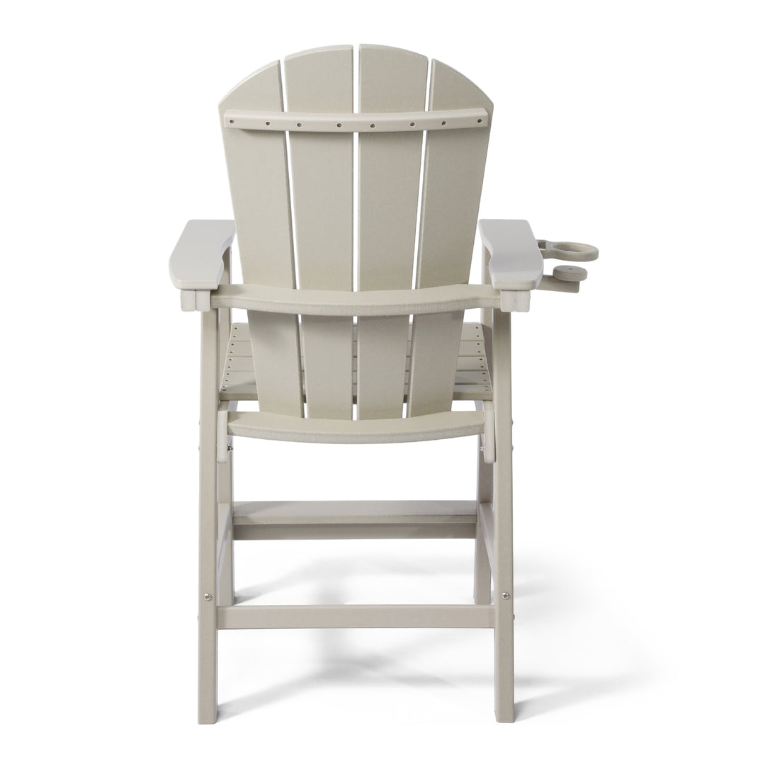 Malibu Outdoor HDPE  Tall Adirondack Counter Height Bar Chair With Cup Holder
