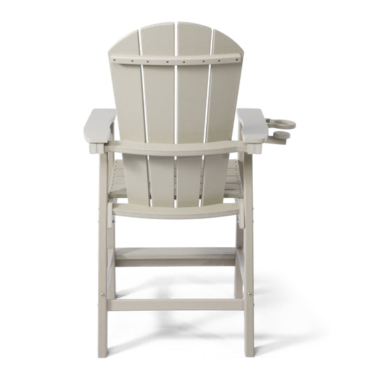 Malibu Outdoor HDPE  Tall Adirondack Counter Height Bar Chair With Cup Holder