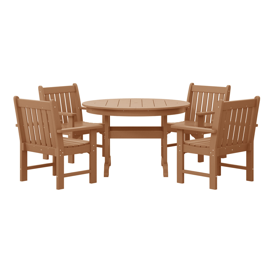 Malibu 5-Piece HDPE Outdoor Patio Chair and Round Table Dining Set
