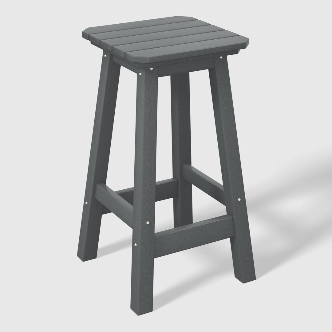 Malibu 24" HDPE Outdoor Patio Counter High Backless Square Bar Stool