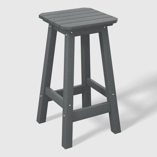 Malibu 24" HDPE Outdoor Patio Counter High Backless Square Bar Stool