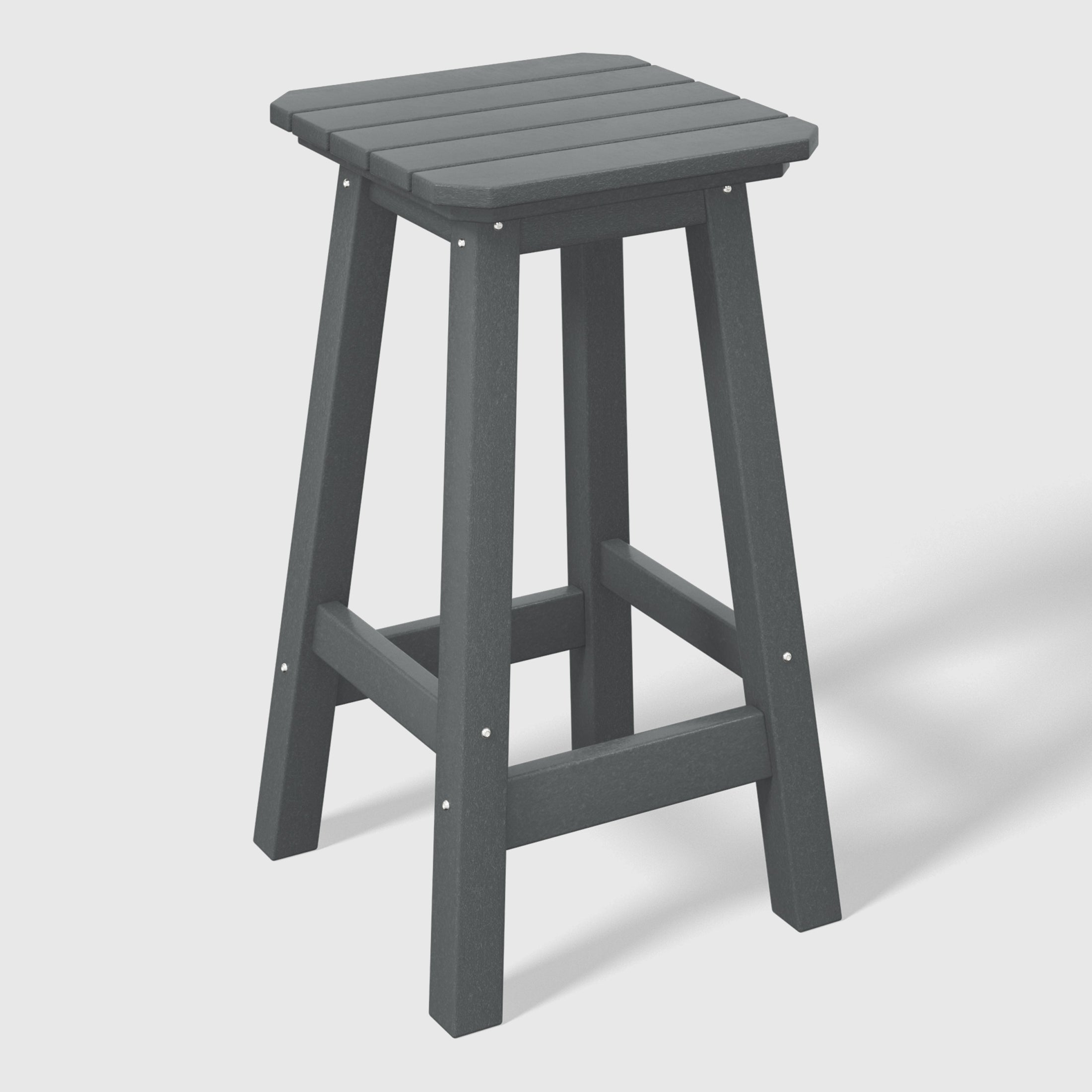 Malibu 24" HDPE Outdoor Patio Counter High Backless Square Bar Stools Set of Three