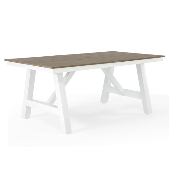 Cape May 72" HDPE Rectangle Outdoor Patio Dining Table With Umbrella Hole and Metal Frame