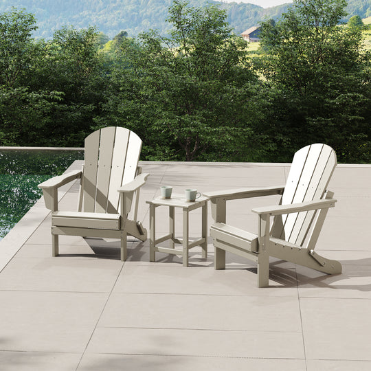 Malibu 3-Piece set Outdoor / Patio Poly Adirondack chair set with a side table ( 2 seater )