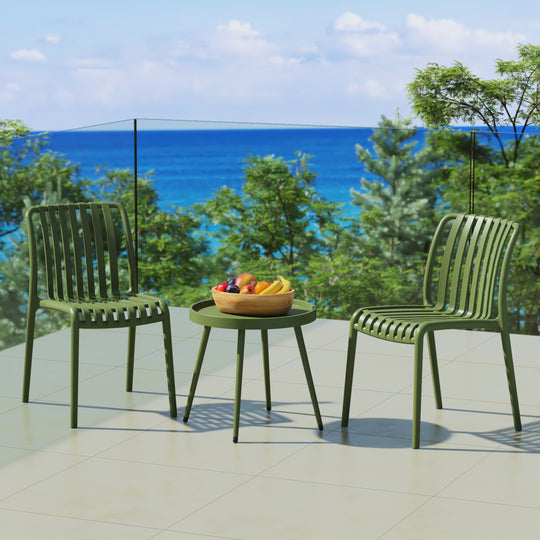 Playa 3-Piece Outdoor Patio Bistro Balcony Furniture Set With Stackable Chairs