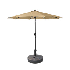 Cyrus 9 ft. Patio Solar LED Market Patio Umbrella with Base
