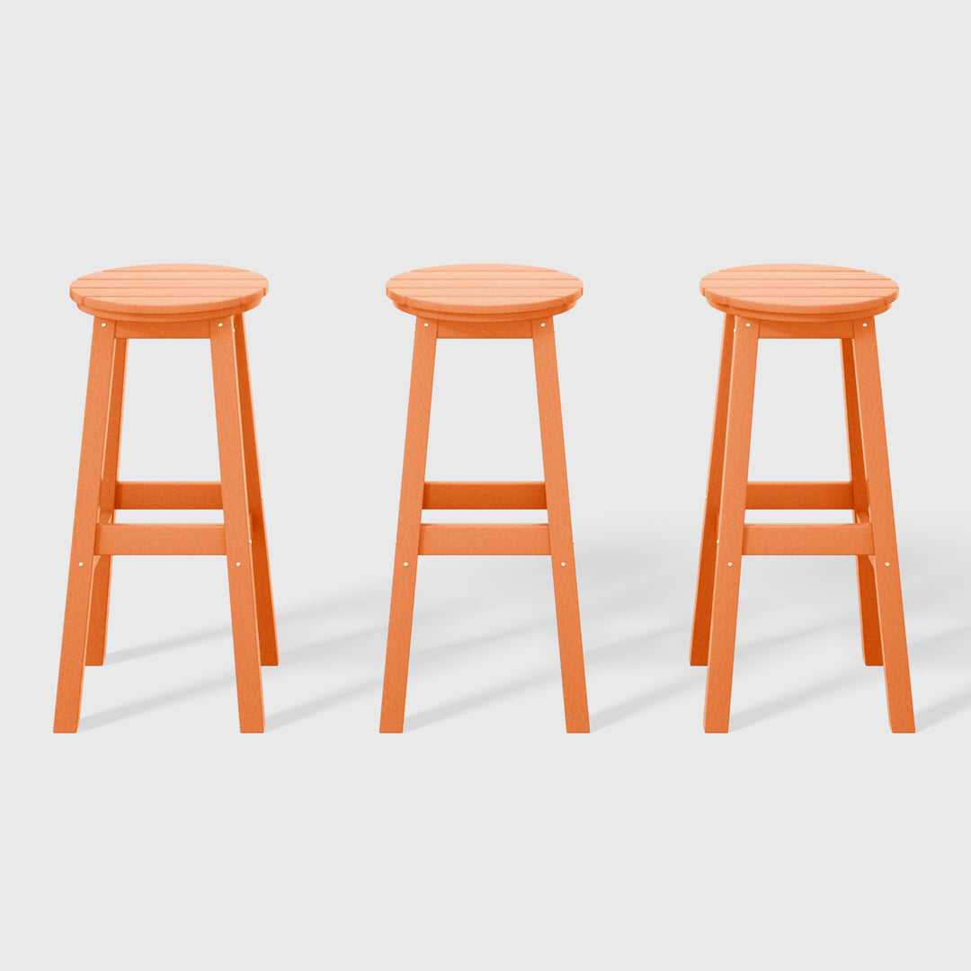 Malibu 29" HDPE Outdoor Patio Round Bar Stool (Set of 3)