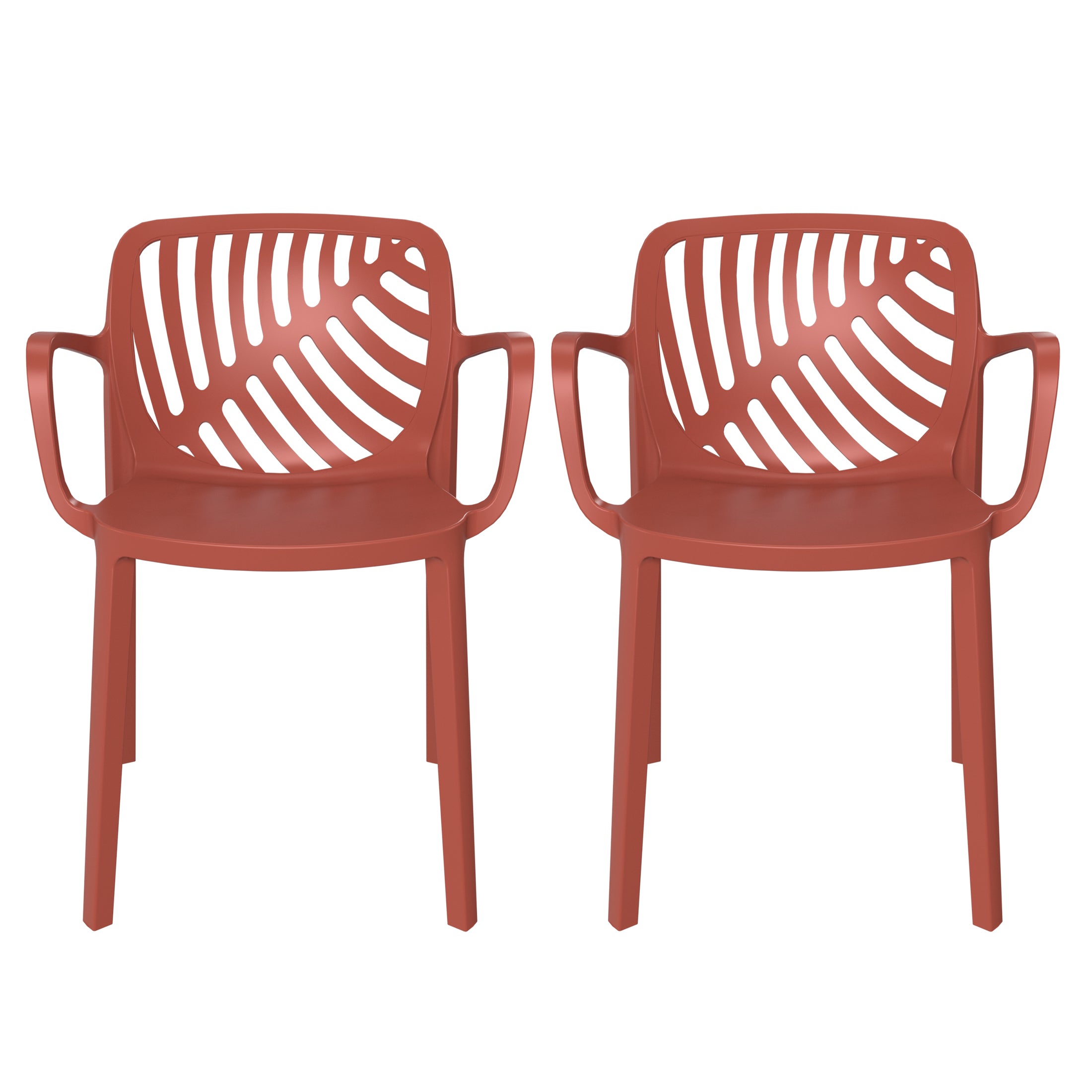 Playa Outdoor Modern Stackable Patio Dining Armchairs (Set of 2)