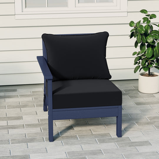 Avalon Outdoor Patio HDPE Left Arm Sectional Corner Club Chair with Patio Cushions