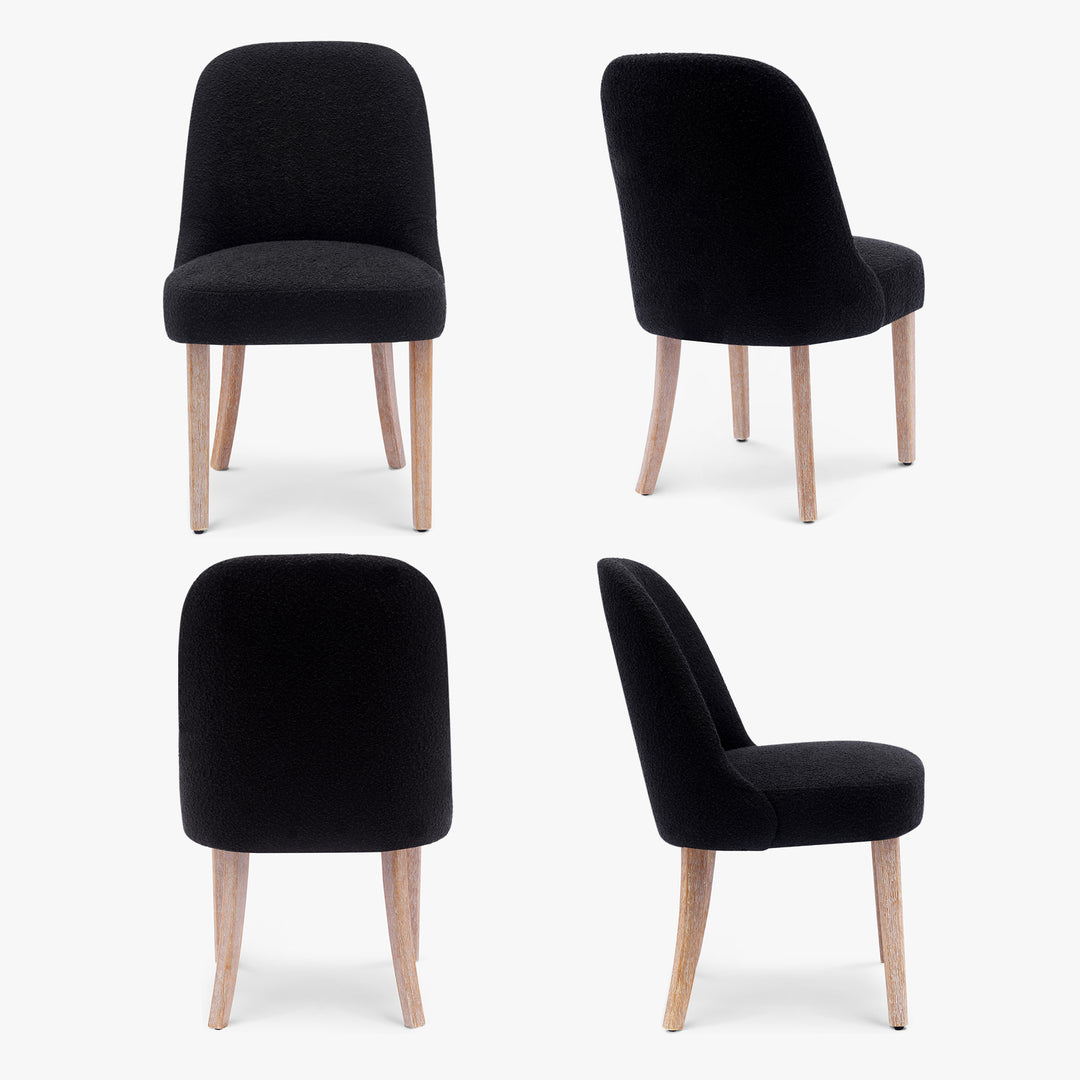Genevieve Mid-Century Modern Upholstered Boucle Dining Chair (Set of 4)