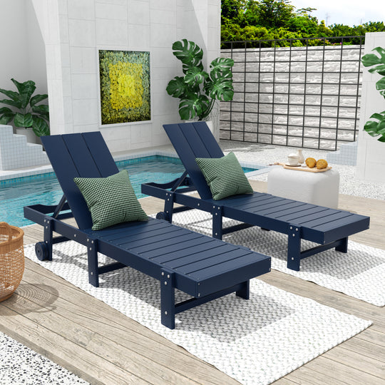 Ashore Modern Poly Reclining Chaise Lounge With Wheels