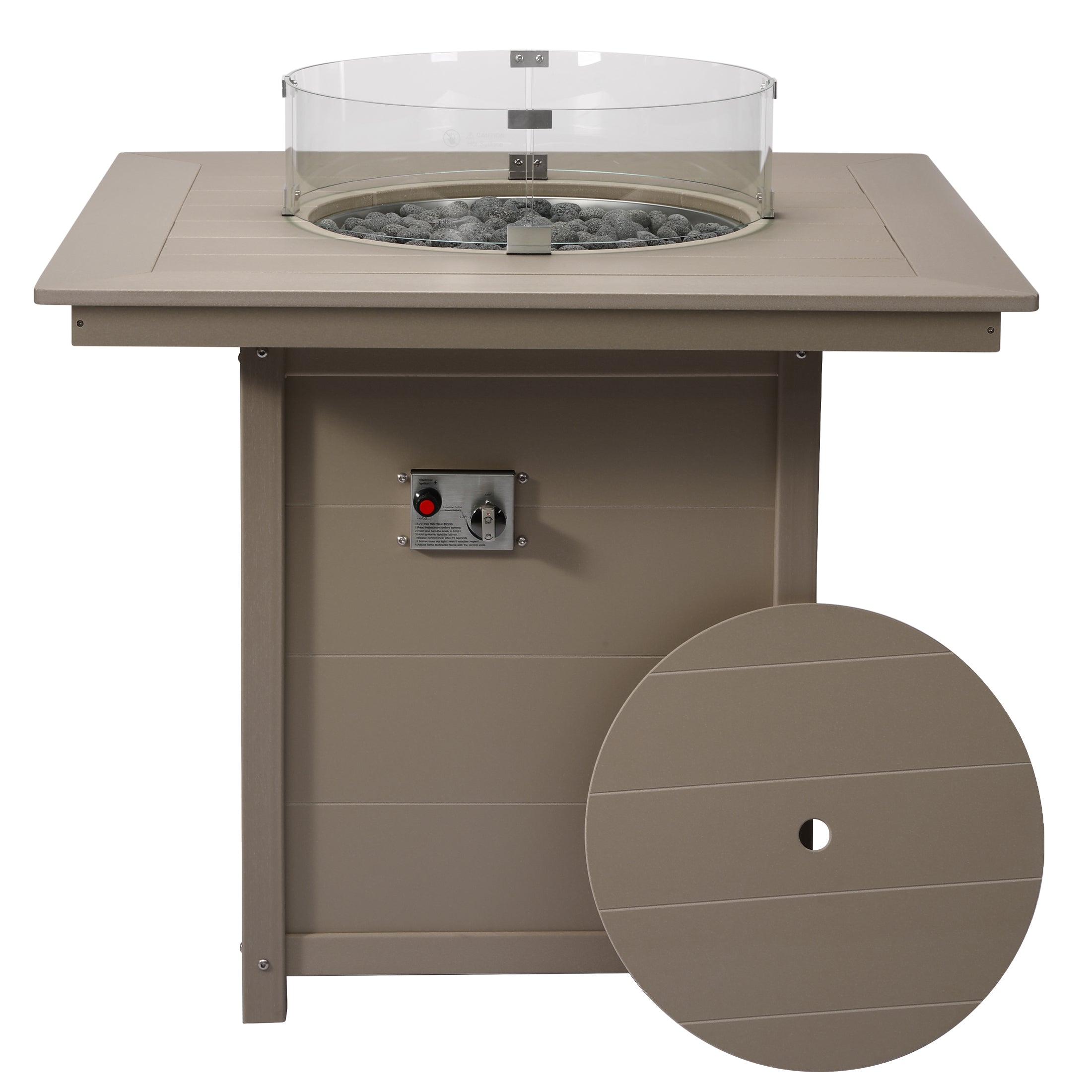 Helios 42" Modern Outdoor Patio Gas Propane Square Fire Pit Table