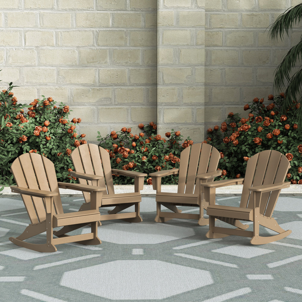 Malibu Outdoor Patio Porch Rocking Adirondack Chair (Set of 4)