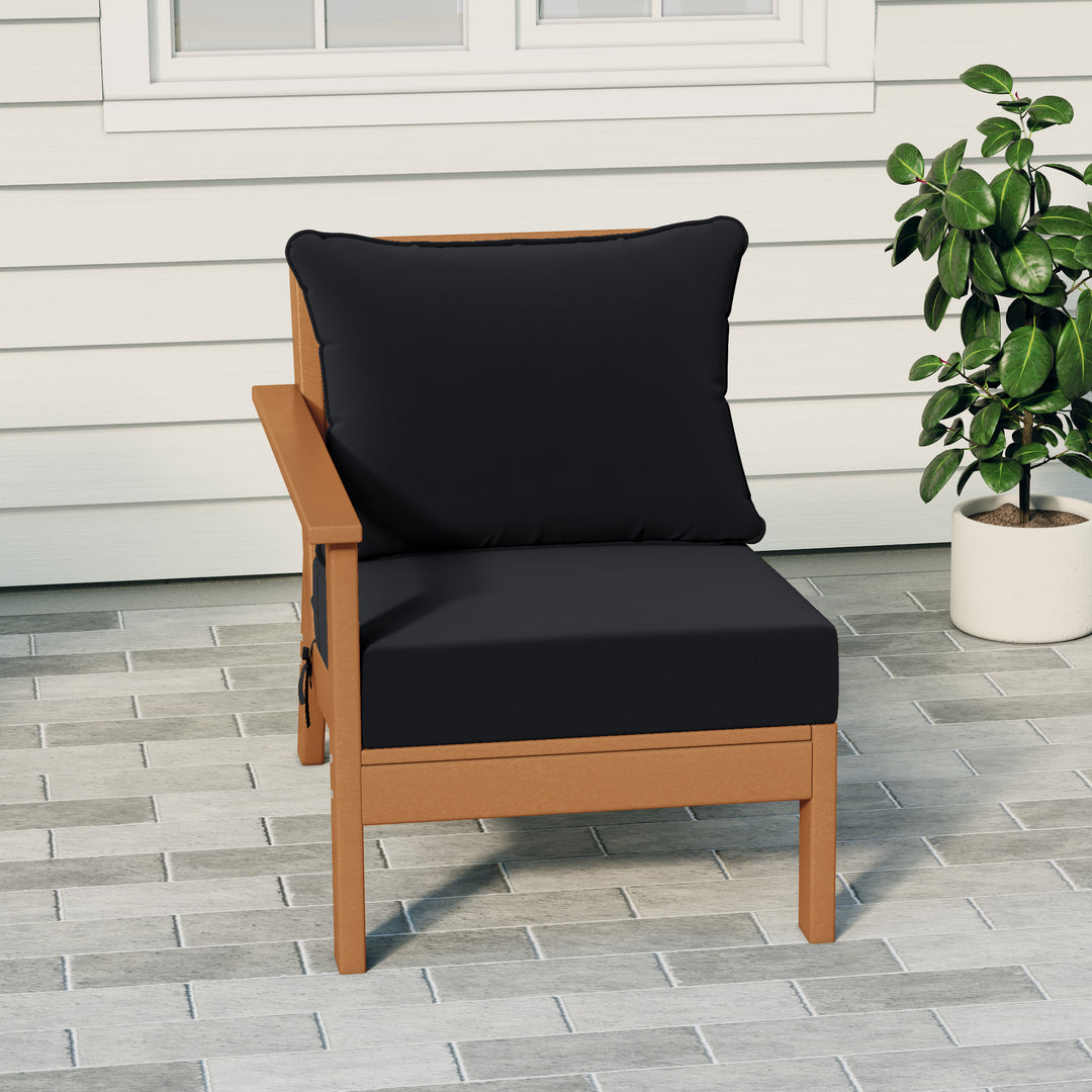 Avalon Outdoor Patio HDPE Left Arm Sectional Corner Club Chair with Patio Cushions