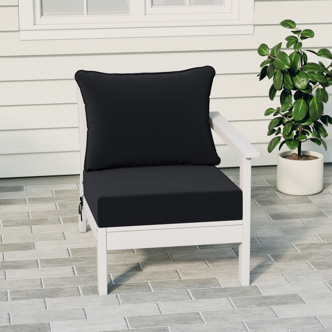 Avalon Outdoor Patio HDPE Right Arm Sectional Corner Club Chair with Patio Cushions