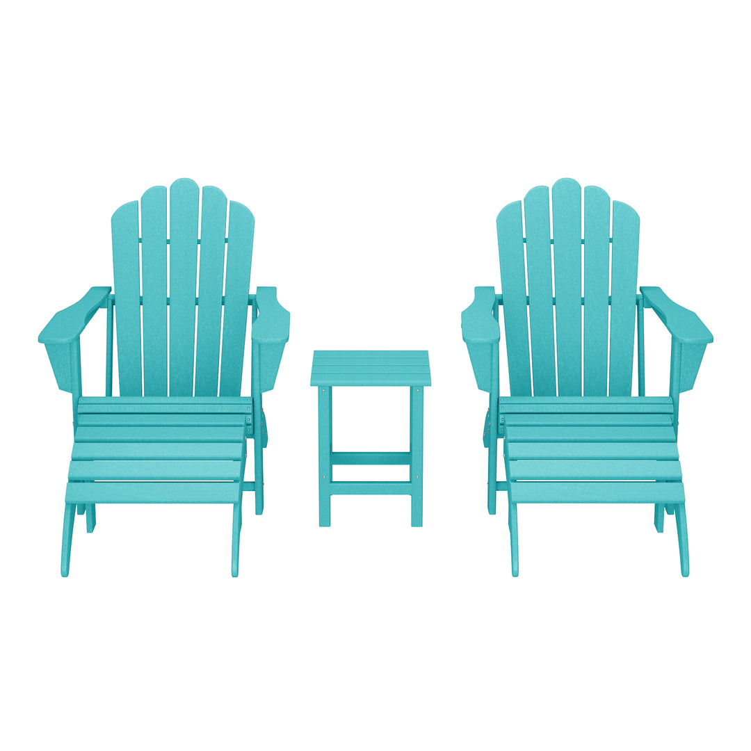 Highland 5-Piece Adirondack Chair with Folding Ottoman and Table Set