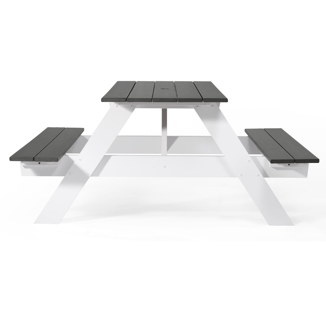 Greenville Outdoor 70" HDPE Plastic Picnic Table Bench With Umbrella Hole