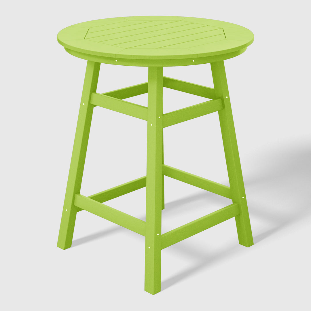 Malibu 5-Piece HDPE Outdoor Patio Dining Bar Bistro Table Set with Counter High Round Bar Stools