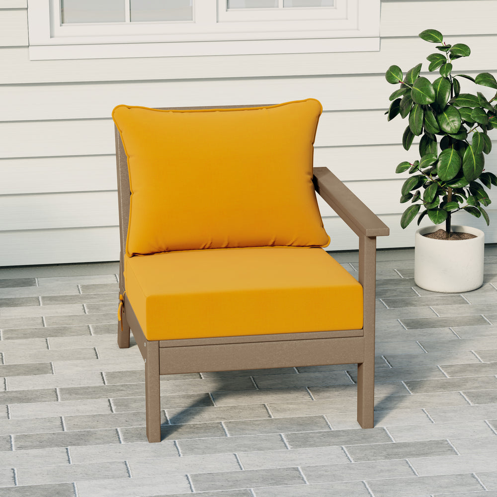Avalon Outdoor Patio HDPE Right Arm Sectional Corner Club Chair with Patio Cushions