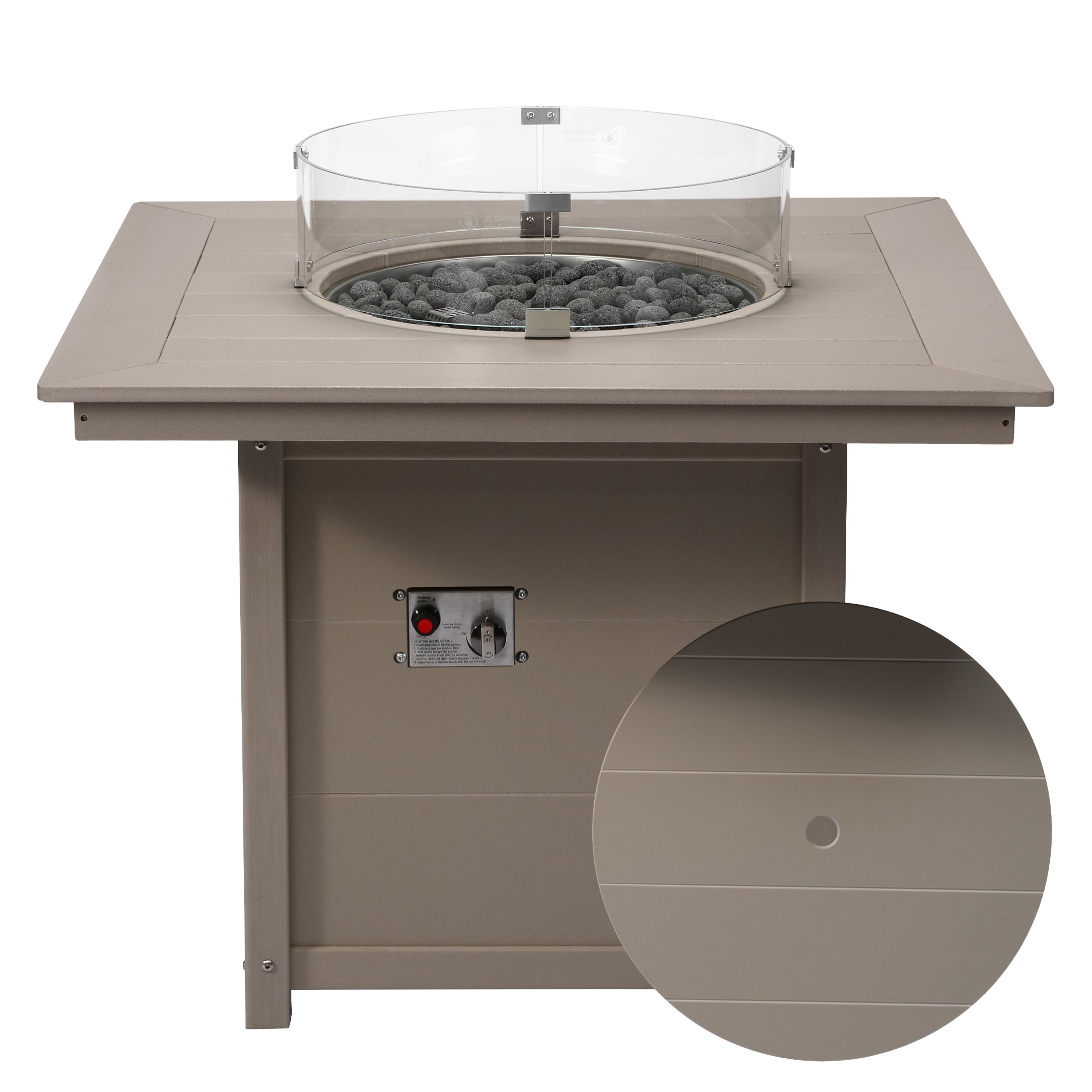 Helios Modern Outdoor Patio Propane 42" Square Fire Pit Table