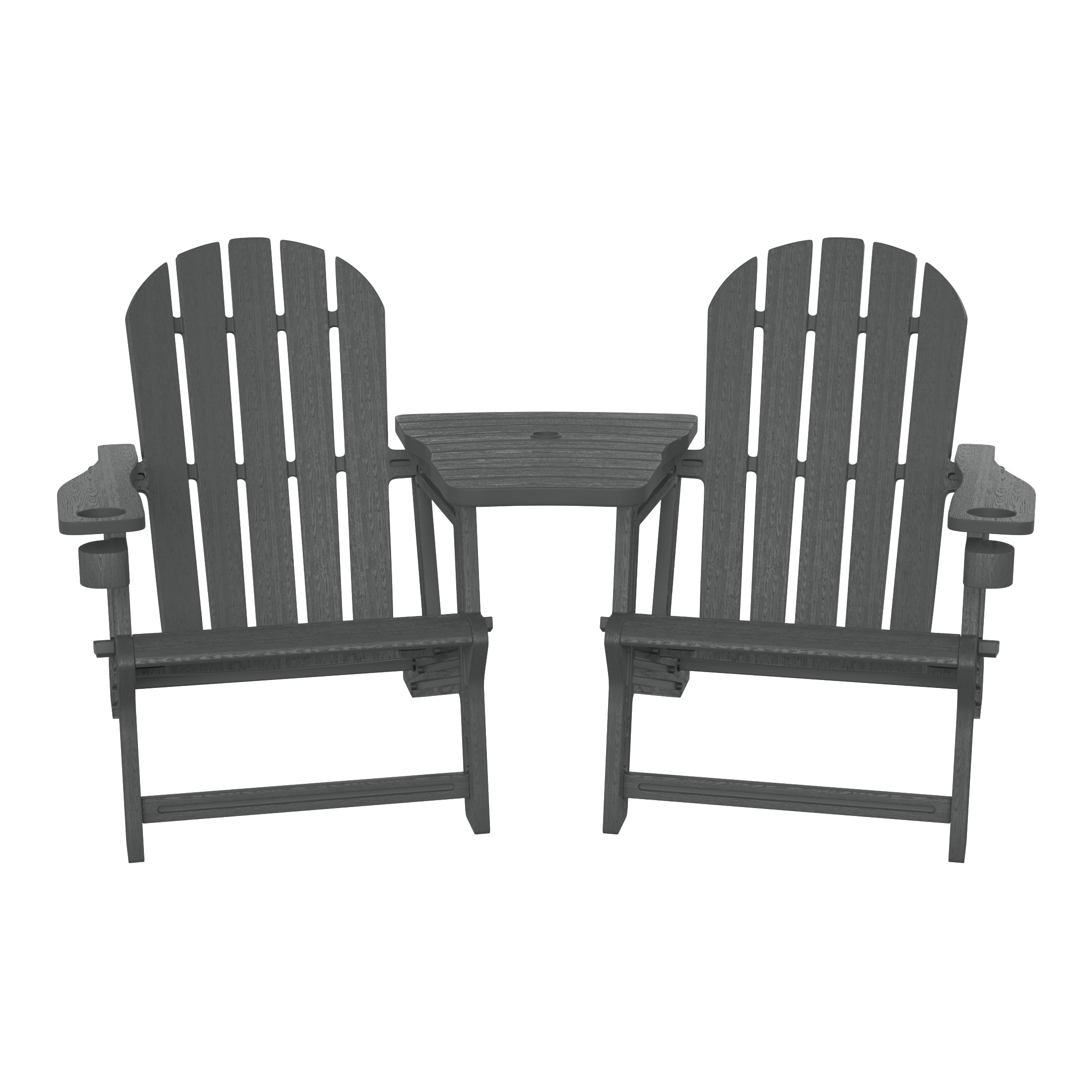 Azura Outdoor HDPE Adirondack Chairs With Connecting Table Tray (Set of 2)
