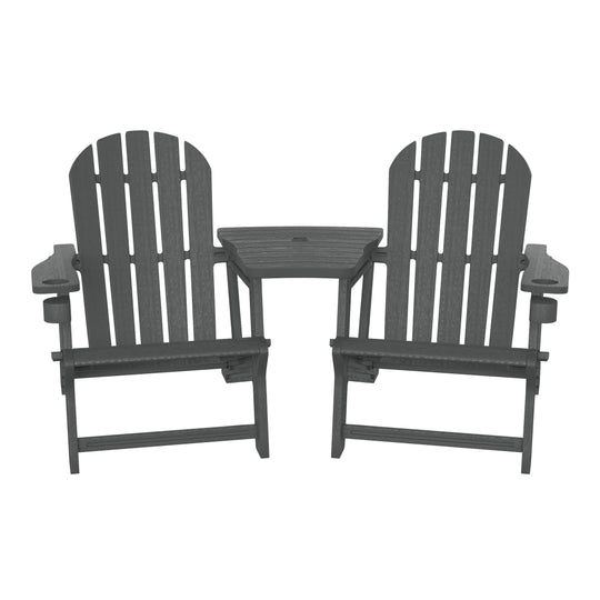 Azura Outdoor HDPE Adirondack Chairs With Connecting Table Tray (Set of 2)