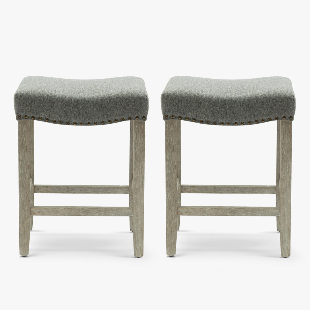 Lenox 24" upholstered nail head bar counter stools with Gray color legs (2 piece set)