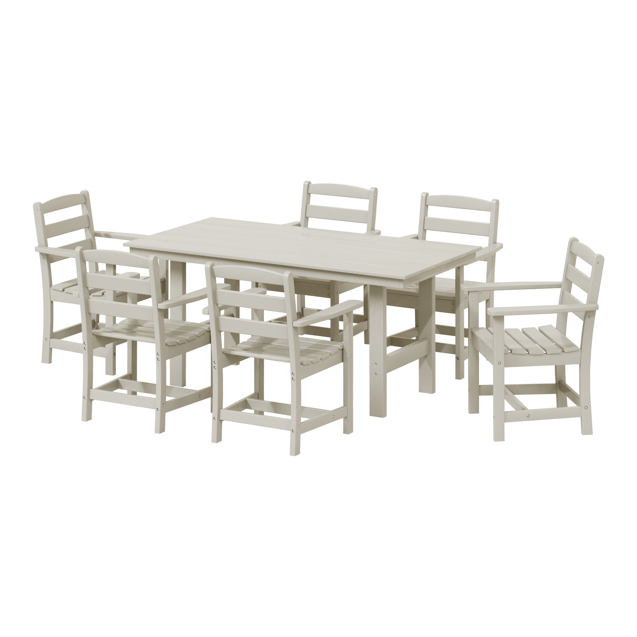 Ashore 7-Piece HDPE Outdoor Rectangular Patio Dining Table Set
