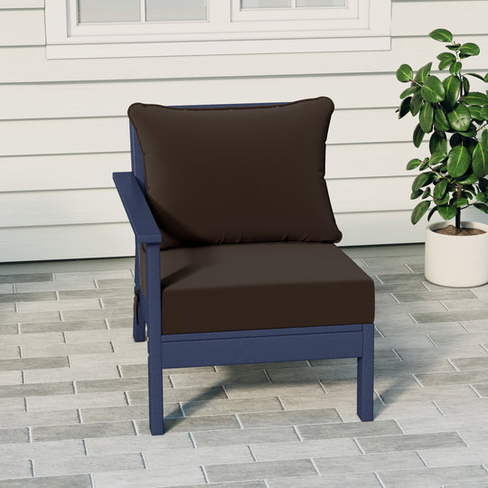 Avalon Outdoor Patio HDPE Left Arm Sectional Corner Club Chair with Patio Cushions