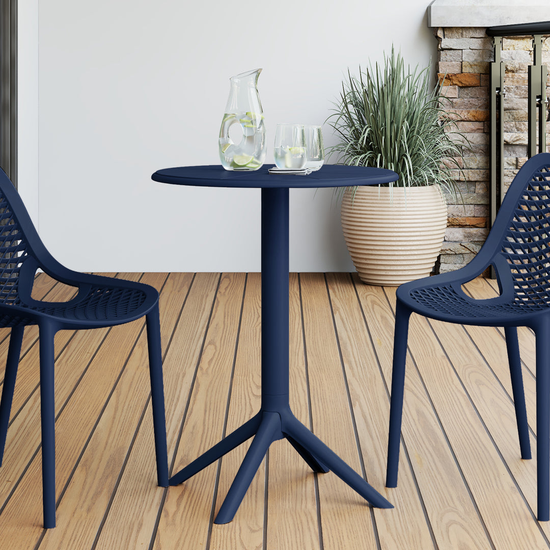 Playa 23.5" Outdoor Polypropylene Resin Round Patio Bistro Dining Table for 2