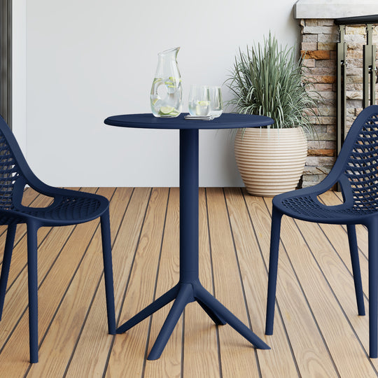 Playa 23.5" Outdoor Polypropylene Resin Round Patio Bistro Dining Table for 2