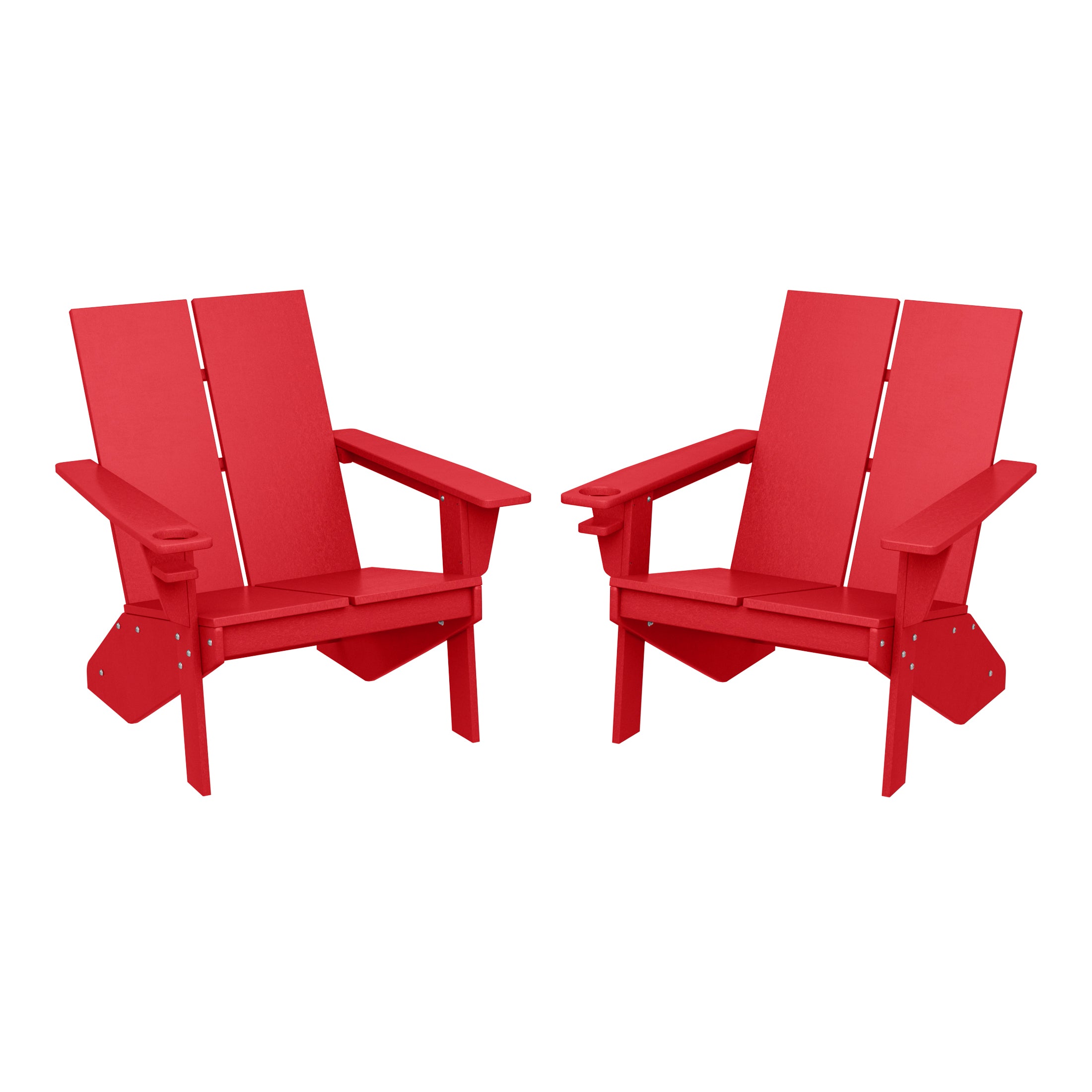 Riviera Outdoor HDPE Modern Adirondack Chair with Cup Holder (Set of 2)