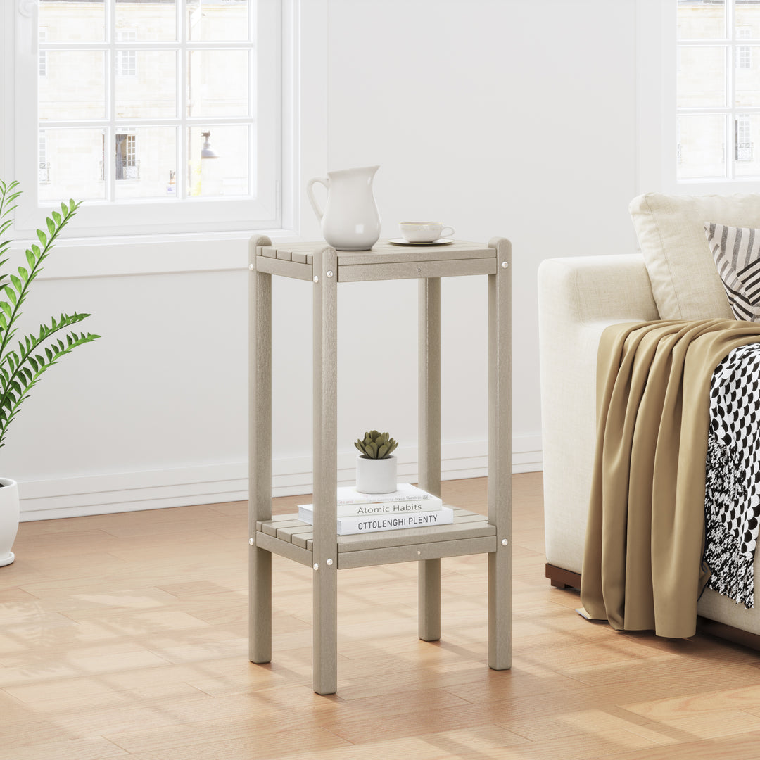 Malibu 36" Outdoor Adirondack HDPE 2-Tier Patio Side Table