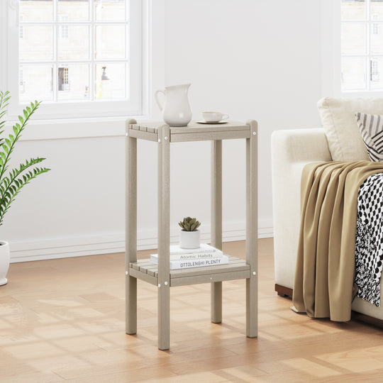 Malibu 36" Outdoor Adirondack HDPE 2-Tier Patio Side Table