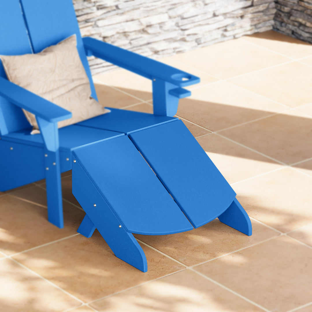 Riviera Modern HDPE Plastic Folding Patio Adirondack Ottoman