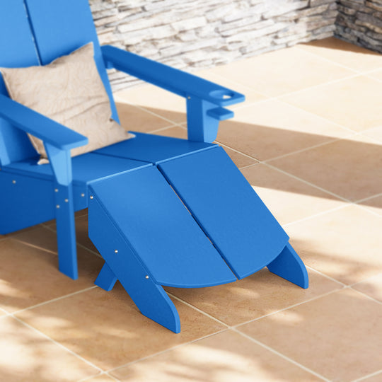 Riviera Modern HDPE Plastic Folding Patio Adirondack Ottoman