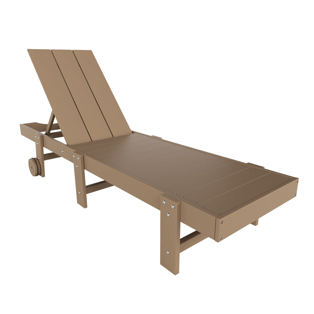 Ashore Modern Poly Reclining Chaise Lounge With Wheels