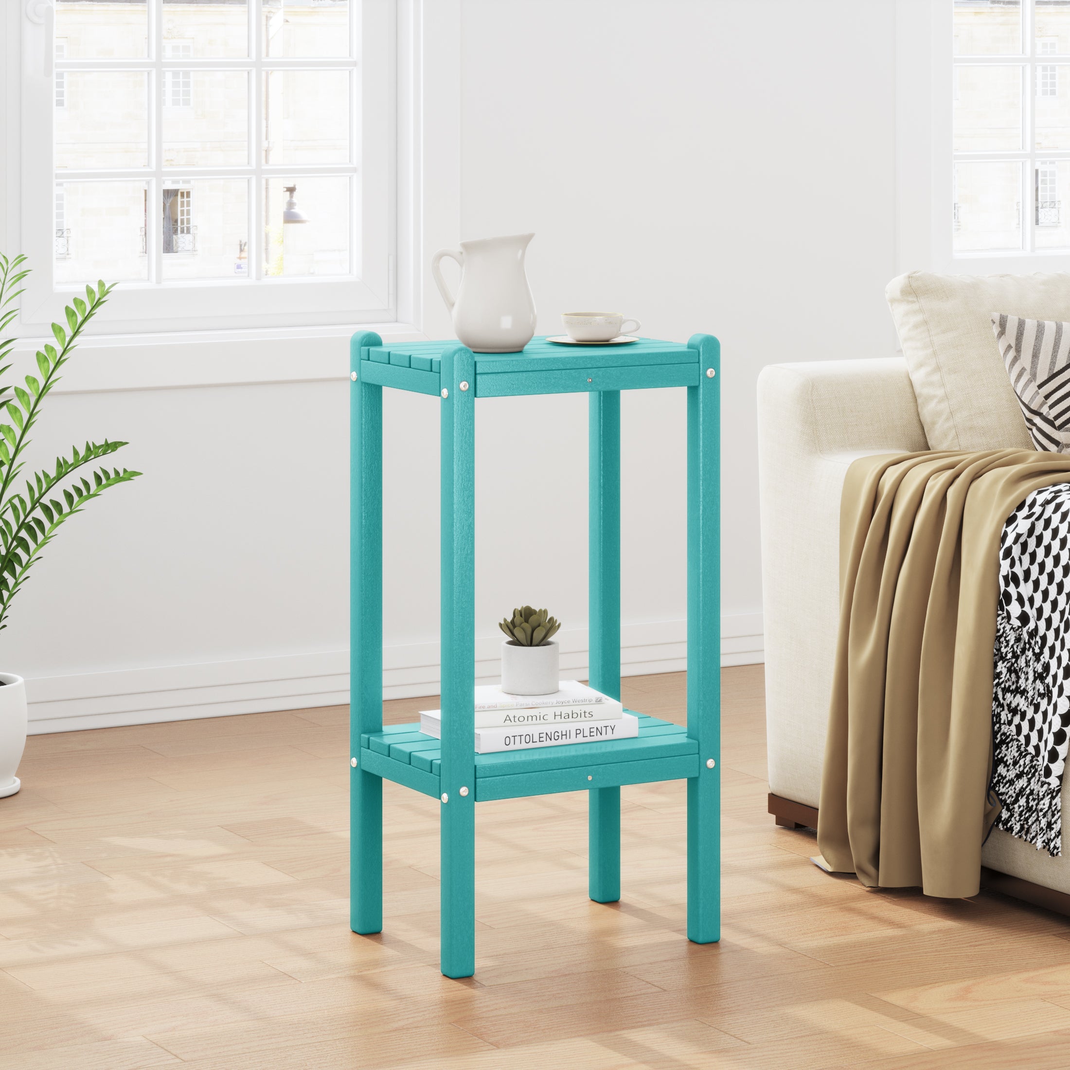 Malibu 36" Outdoor Adirondack HDPE 2-Tier Patio Side Table