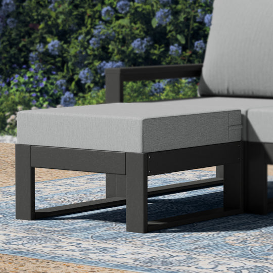 Montara Outdoor HDPE Patio Ottoman with Waterproof Olefin Cushions