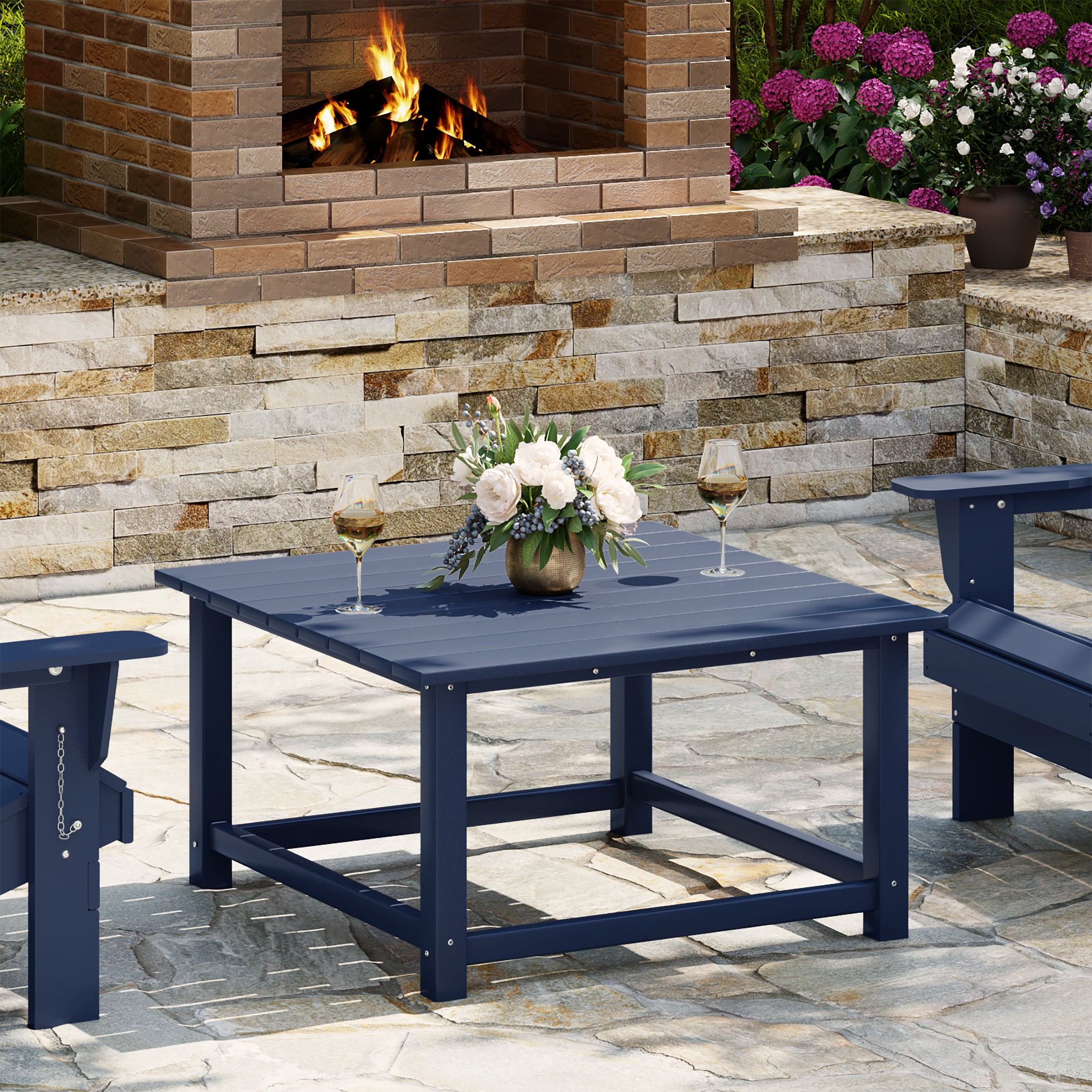 Malibu Low Outdoor HDPE Square Patio Coffee Table