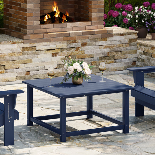 Malibu Low Outdoor HDPE Square Patio Coffee Table