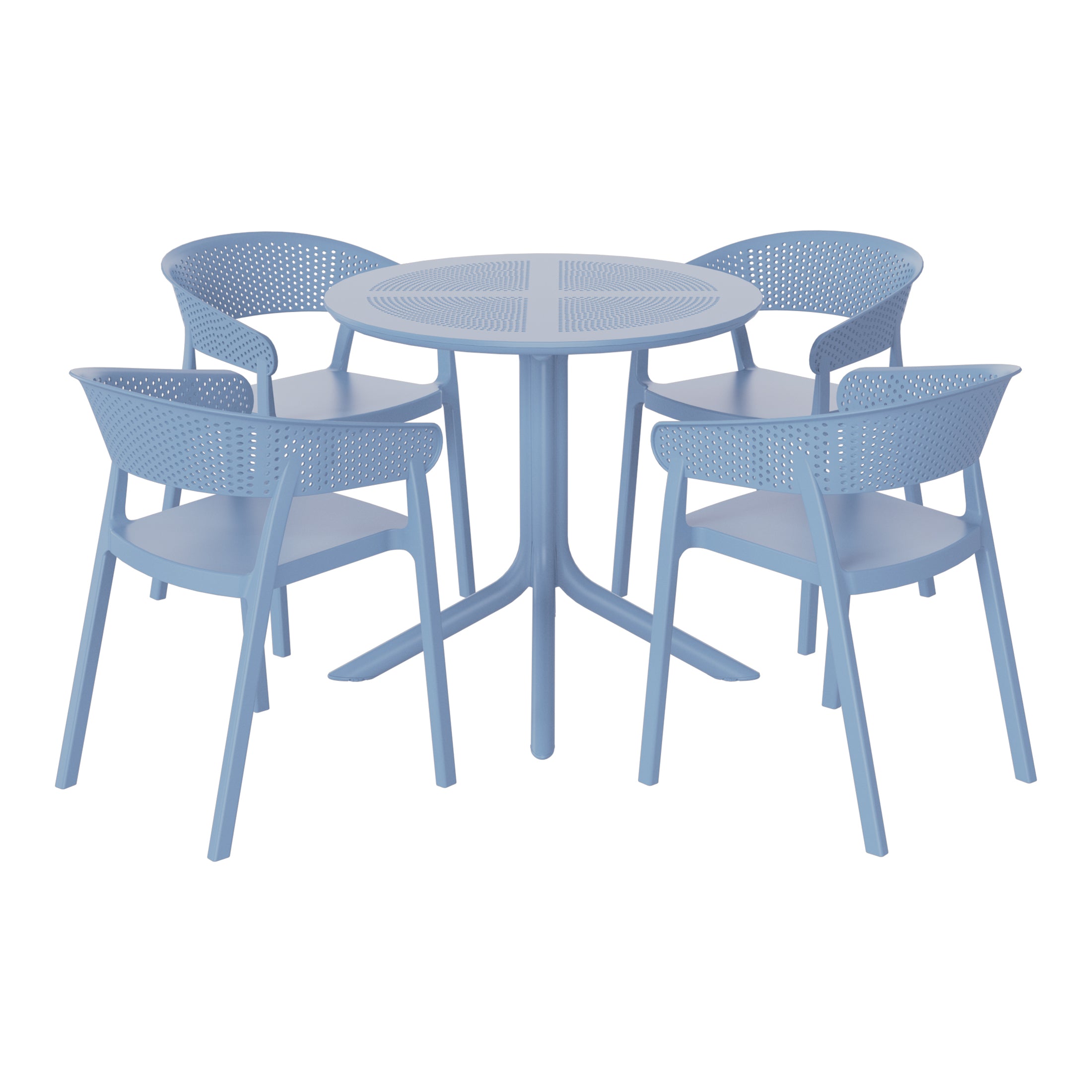 Playa 5-Piece Modern Patio Round Dining Table Set with Stackable Patio Dining Chairs