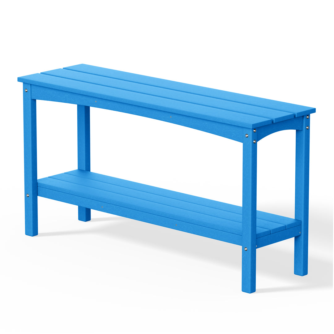 Malibu 55" Outdoor Patio HDPE Adirondack 2-Tier Shelf Console Table