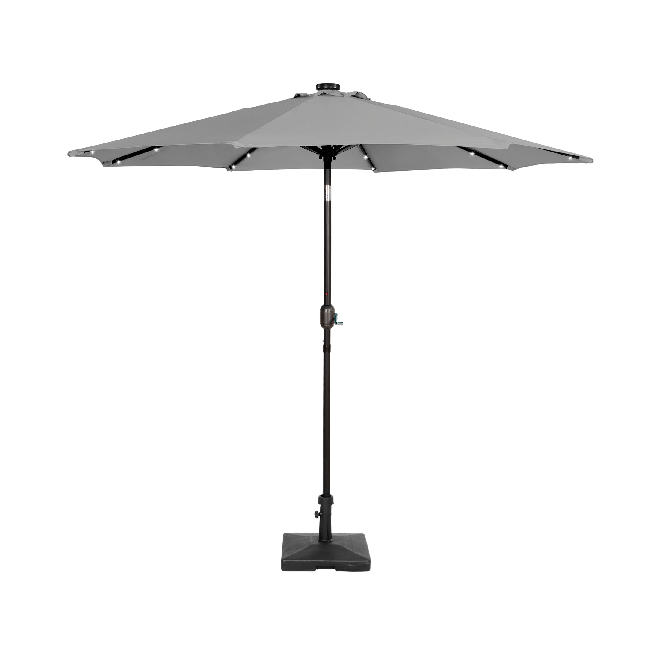 Cyrus 9 ft. Patio Solar Power LED lights Market Umbrella with 50 lbs concrete weight base kit