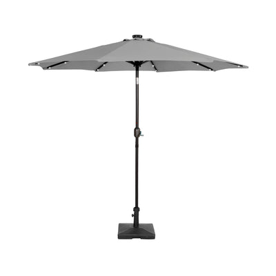 Cyrus 9 ft. Patio Solar Power LED Market Umbrella with Concrete Weight Base